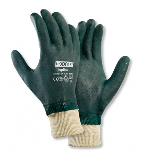 PVC-Handschuhe teXXor® GRÜN MIT STRICKBUND 2155 geraut