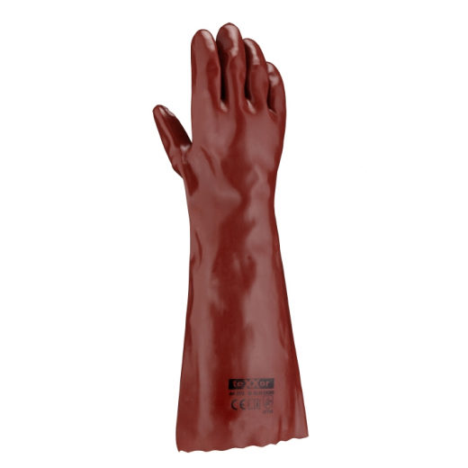 PVC-Handschuh EXTRA LANG 45 cm teXXor® ROTBRAUN geraut 2173