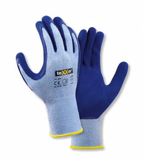 teXXor® Polyester-Strickhandschuhe Latexbeschichtet Montagehandschuhe blau