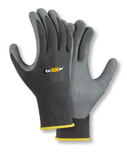 teXXor® Polyester-Handschuhe Nitril-beschichtete Montagehandschuhe grau