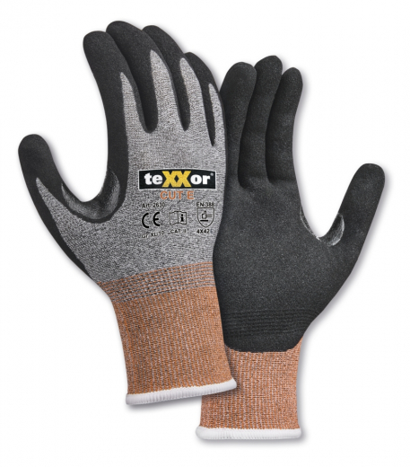 Schnittschutz-Strickhandschuhe CUT E grau-meliert teXXor® 2630