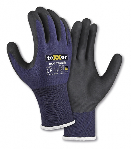 Montagehandschuhe zertifiziert Nylon-Strick eco touch texxor blau/schwarz