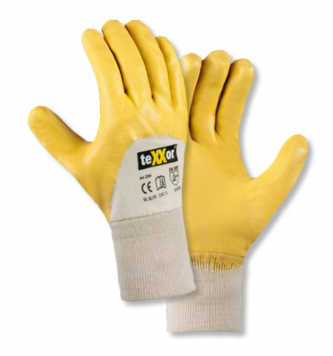 Nitril-Handschuhe STRICKBUND teXXor® gelb Universal-Handschuhe 3/4 beschichtet 2354