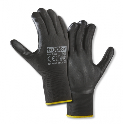 Nitril-Arbeitshandschuhe teXXor® Nitril-Handschuhe POLYESTER Universalhandschuhe schwarz