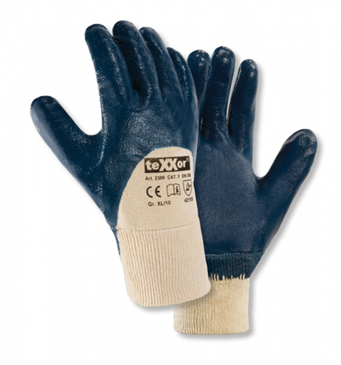 Universal-Arbeitshandschuhe teXXor® Nitril-Handschuhe STRICKBUND beige/blau 2309