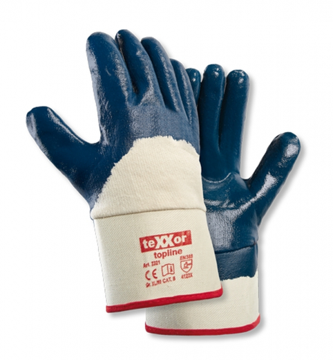 Arbeitshandschuhe teXXor® topline Nitril-Handschuhe STULPE blau Nitril-beschichtet