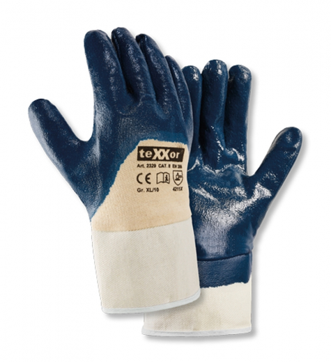 Nitril-Handschuhe teXXor® 2329 STULPE zertifiziert blau 3/4 beschichtet