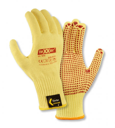 Aramid Hitzeschutz Arbeitshandschuhe mit Noppen teXXor® Mittelstrick-Handschuhe 1972