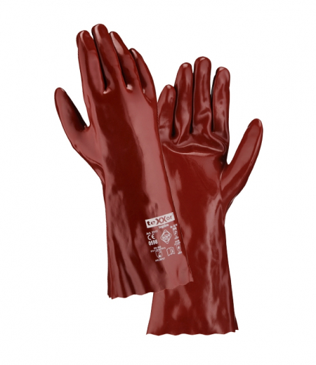 Chemie-Handschuhe teXXor® topline Chemikalienschutz-Handschuh PVC ROTBRAUN